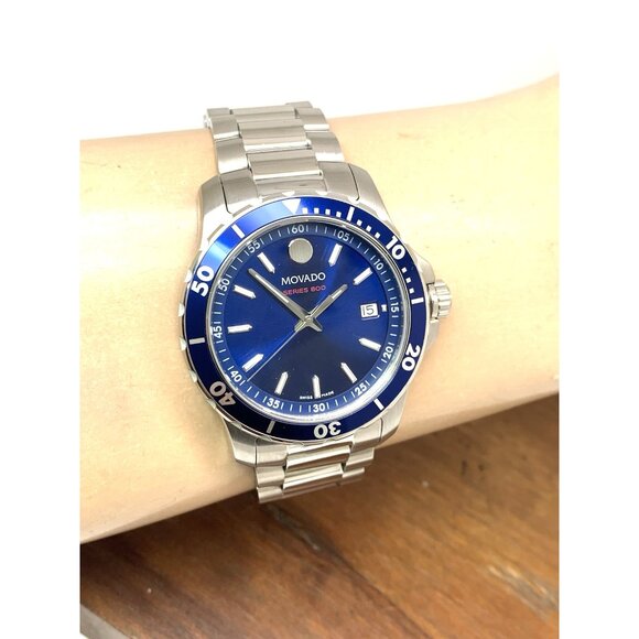 Movado Men's Watch 2600137 Series 800 Swiss Quartz Blue Dial Silver Steel 40mm - Picture 12 of 15